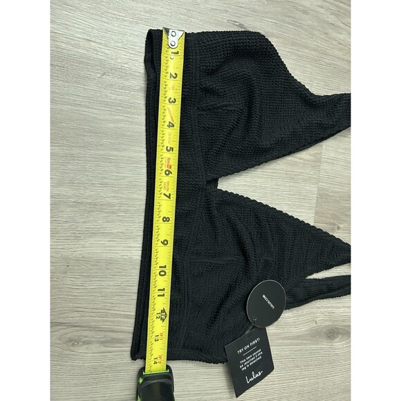 Lulu's black ribbed deep v bikini top unlined ribbed pull on size large new - Picture 6 of 6